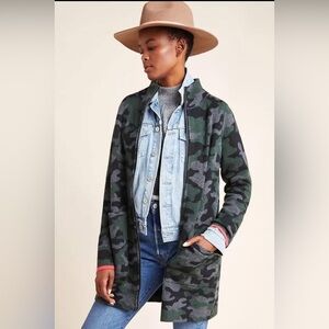 Camo Zip-Up Jacket with Red Accents